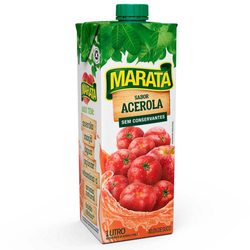 SUCO NÉCTAR MARATÁ 1 LITRO ACEROLA - CX COM 12 UN