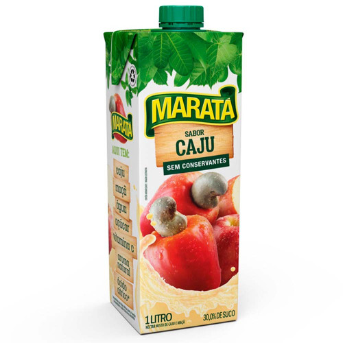 SUCO NÉCTAR MARATÁ 1 LITRO CAJU - CX COM 12 UN