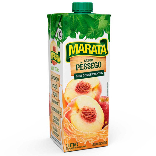SUCO NÉCTAR MARATÁ 1 LITRO PÊSSEGO - CX COM 12 UN