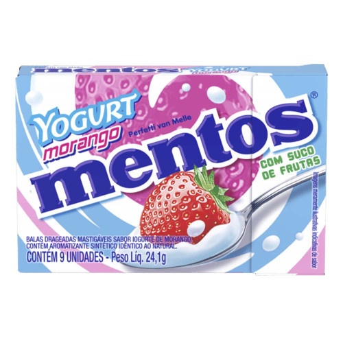 BALA MENTOS BOX 24,1GR YOGURT MORANGO - DP COM 12 UN
