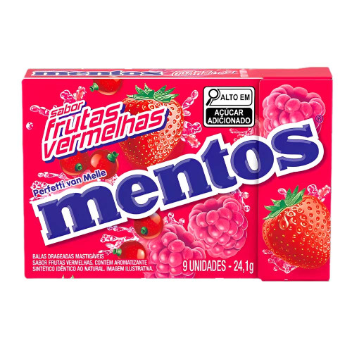 BALA MENTOS BOX 24,1GR FRUTAS VERMELHAS - DP COM 12 UN