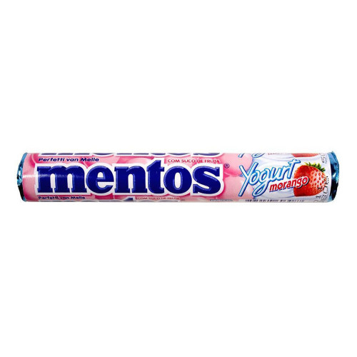MENTOS BALA 37.5GR  YOGURT MORANGO - DP COM 16 UN
