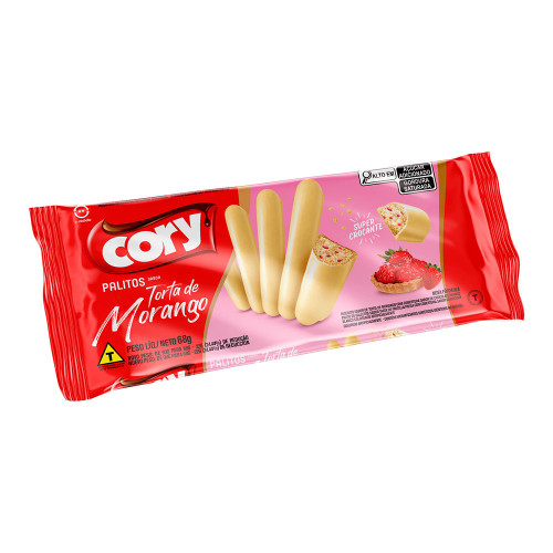 PALITOS CORY TORTA DE MORANGO 68GR - CX COM 30 UN