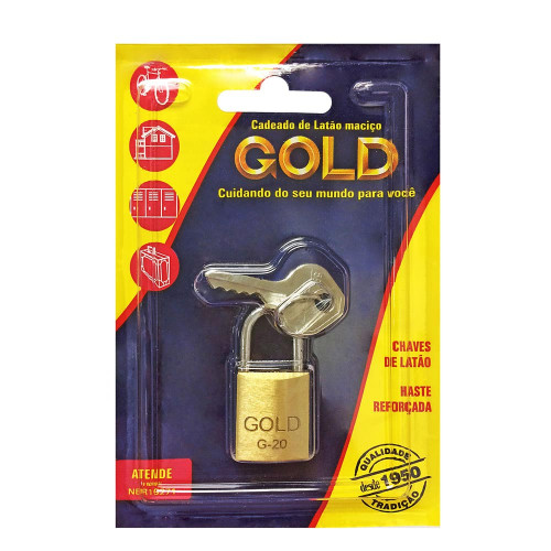CADEADO GOLD CARTELA 20MM - BLISTER INDIV. CX COM 6 UN