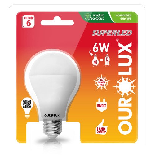 LÂMPADA SUPERLED OUROLUX BIVOLT 6 W - CX COM 10 UN