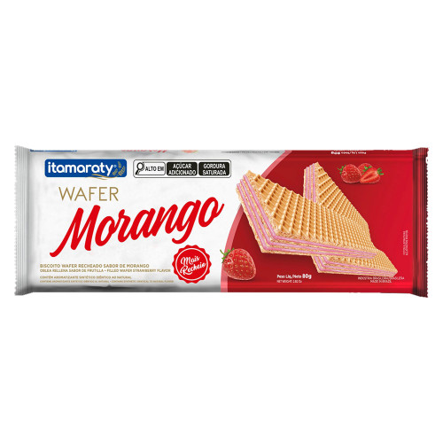 BISCOITO WAFER ITAMARATY 80GR MORANGO - CX COM 50 UN