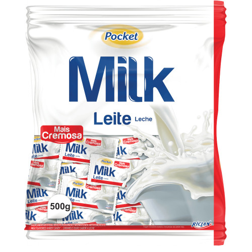 BALA POCKET DURA RICLAN 500GR MILK LEITE - UNIDADE