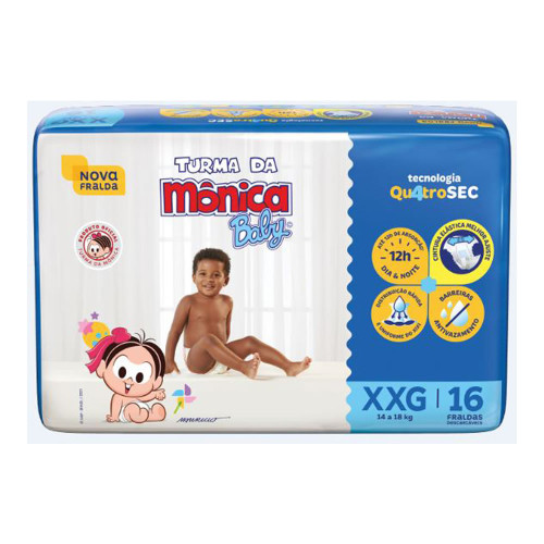 FRALDA TURMA DA MÔNICA BABY JUMBO C/16 - TAMANHO XXG FD COM 6 PC