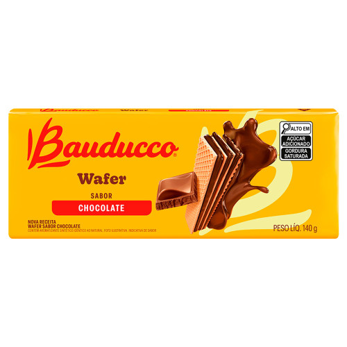 BISCOITO WAFER BAUDUCCO 140GR CHOCOLATE - CX COM 54 UN