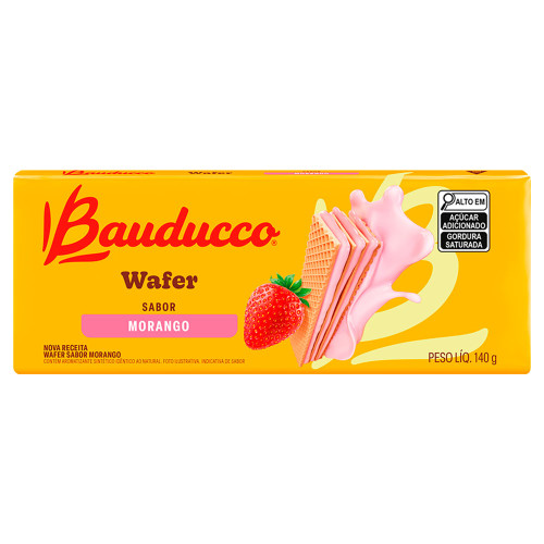 BISCOITO WAFER BAUDUCCO 140GR MORANGO - CX COM 54 UN