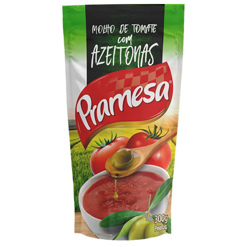 MOLHO DE TOMATE PRAMESA SACHÊ 300GR COM AZEITONAS - CX COM 36 UN
