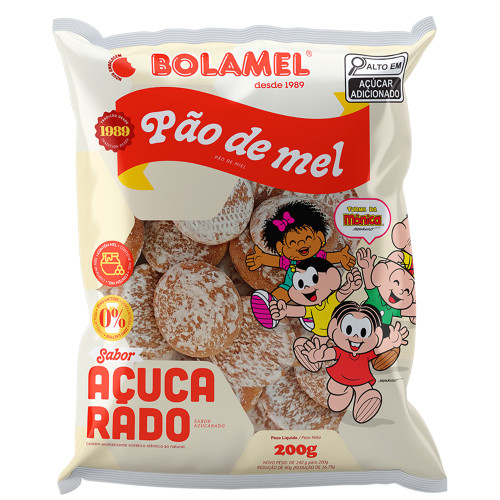 PÃO DE MEL AÇUCARADO BOLAMEL TURMA DA MÔNICA 200GR - CX COM 25 UN