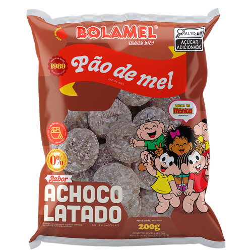 PÃO DE MEL ACHOCOLATADO BOLAMEL TURMA DA MÔNICA 200GR - CX COM 25 UN