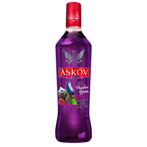 VODKA ASKOV 900ML FRUTAS ROXAS - CX COM 12 UN