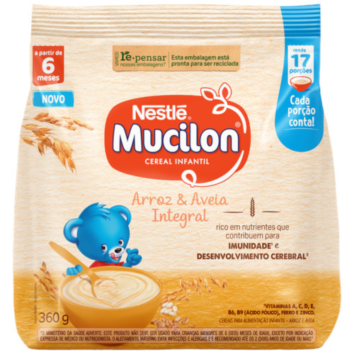 MINGAU MUCILON NESTLÉ SACHE 360GR ARROZ E AVEIA INTEGRAL - CX COM 9 UN