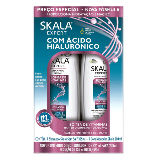 KIT SKALA SHAMPOO 325ML/ CONDICIONADOR 200ML BOMBA DE VITAMINAS - CX COM 3 UN