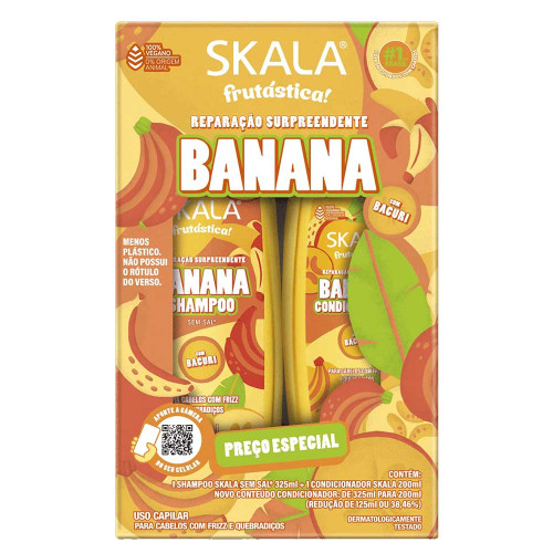 KIT SKALA SHAMPOO 325ML/ CONDICIONADOR 200ML BANANA - CX COM 3 UN