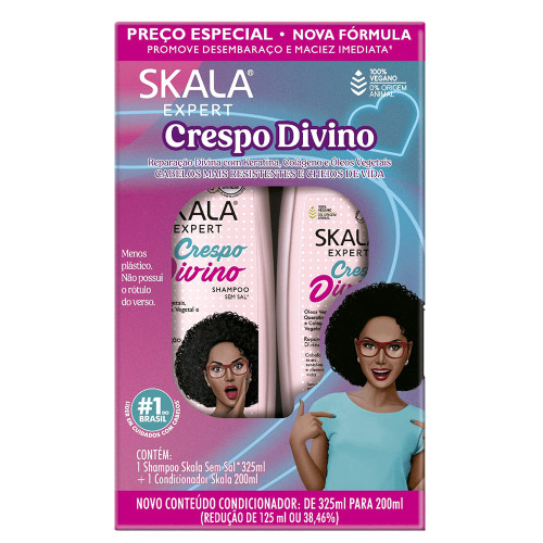 KIT SKALA SHAMPOO 325ML/ CONDICIONADOR 200ML CRESPO DIVINO - CX COM 3 UN