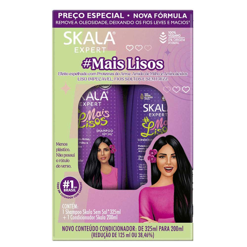 KIT SKALA SHAMPOO 325ML/ CONDICIONADOR 200ML MAIS LISOS - CX COM 3 UN