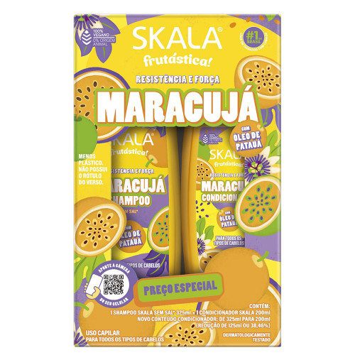 KIT SKALA SHAMPOO 325ML/ CONDICIONADOR 200ML MARACUJÁ - CX COM 3 UN