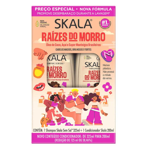 KIT SKALA SHAMPOO 325ML/ CONDICIONADOR 200ML RAÍZES DO MORRO - CX COM 3 UN