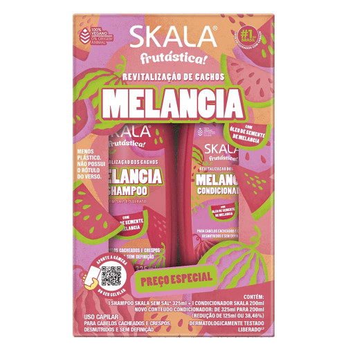 KIT SKALA SHAMPOO 325ML/ CONDICIONADOR 200ML MELANCIA - CX COM 3 UN