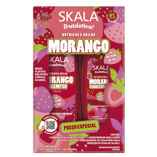 KIT SKALA SHAMPOO 325ML/ CONDICIONADOR 200ML MORANGO - CX COM 3 UN