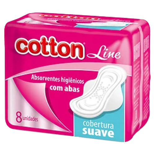 ABSORVENTE COTTON LINE C/ 8UN SUAVE COM ABAS - CX COM 60 UN