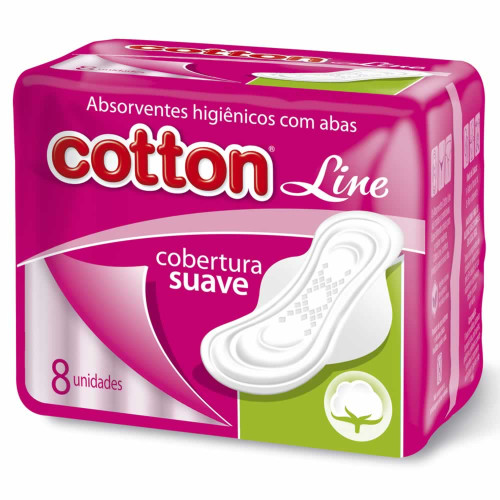 ABSORVENTE COTTON LINE C/ 8UN SUAVE COM ABAS - CX COM 60 UN