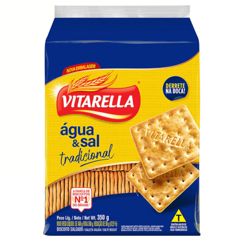 BISCOITO VITARELLA 350GR ÁGUA E SAL - CX COM 24 UN
