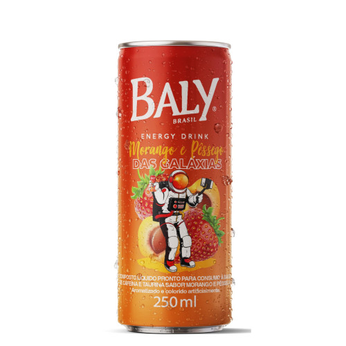 ENERGÉTICO BALY LATA 250ML MORANGO E PÊSSEGO - FD COM 6 UN