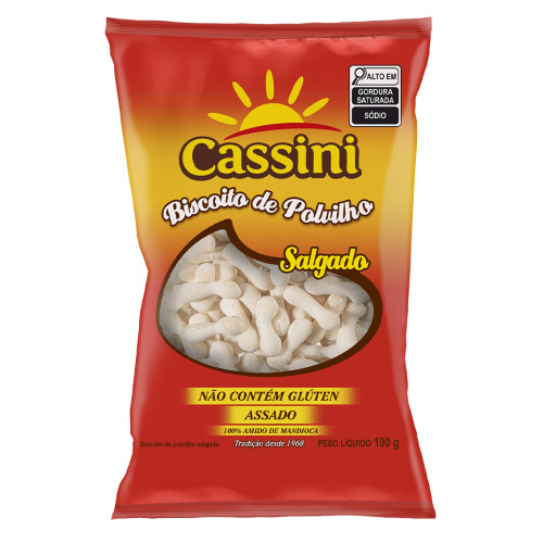 BISCOITO DE POLVILHO SALGADO CASSINI 100GR - CX COM 25 UN