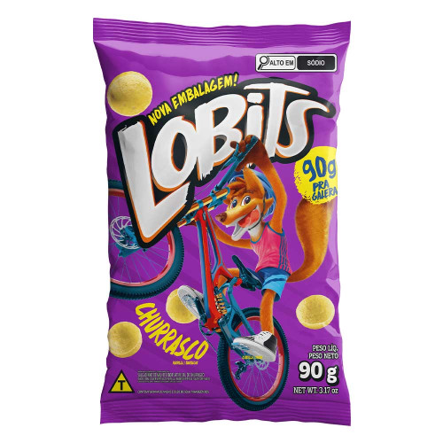 SALGADINHO LOBITS 90GR CHURRASCO - CX COM 16 UN