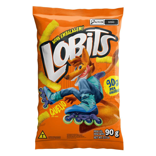 SALGADINHO LOBITS 90GR QUEIJO PALITO - CX COM 16 UN