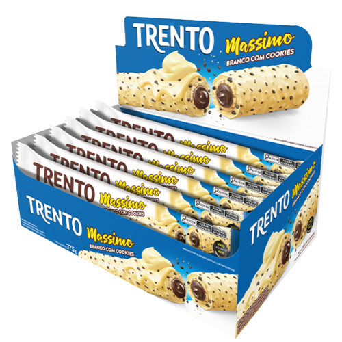 CHOCOLATE TRENTO PECCIN MASSIMO 25GR BRANCO COM COOKIES - DP COM 15 UN