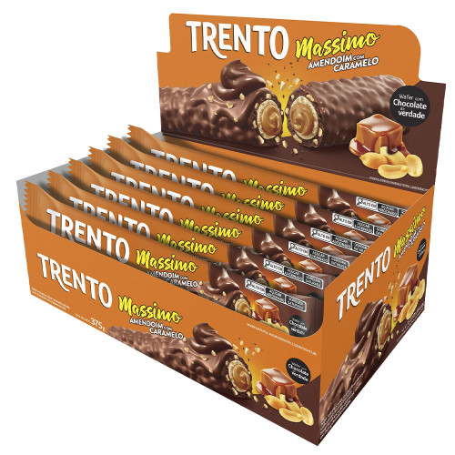 CHOCOLATE TRENTO PECCIN MASSIMO 25GR CARAMELO COM AMEDOIM - DP COM 15 UN