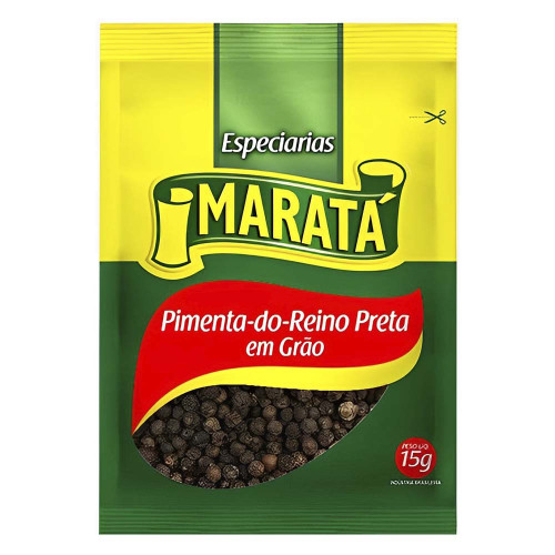 PIMENTA DO REINO PRETA EM GRÃO MARATÁ 15GR - FD COM 24 UN