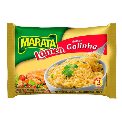 MACARRÃO INSTANTÂNEO MARATÁ 74GR GALINHA - CX COM 48 UN