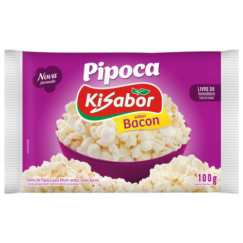 PIPOCA PARA MICRO-ONDAS BACON KISABOR 100GR - CX COM 08 UN