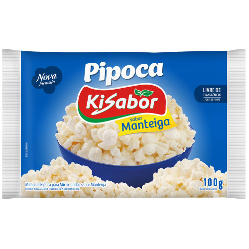 PIPOCA PARA MICRO-ONDAS MANTEIGA KISABOR 100GR - CX COM 08 UN 