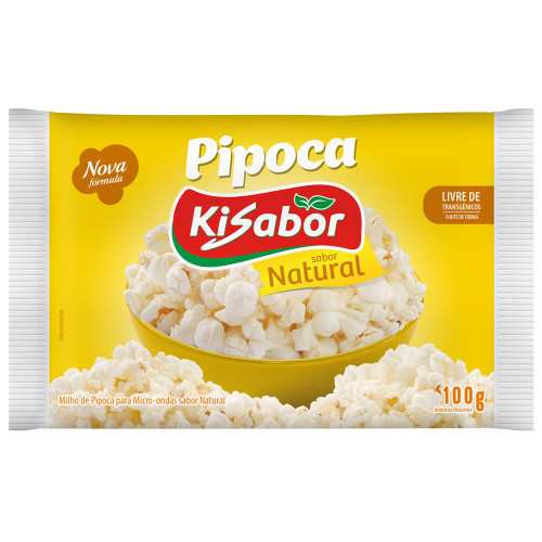 PIPOCA PARA MICRO-ONDAS NATURAL KISABOR 100GR - CX COM 08 UN