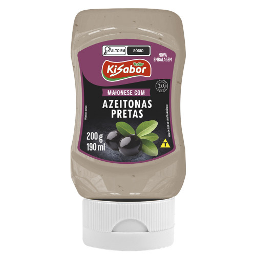 MAIONESE KISABOR 200GR AZEITONA PRETA - CX COM 12 UN