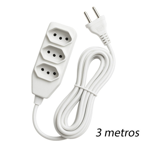 EXTENSÃO MÚLTIPLA 2P+T 10A IBÉRICA 3 METROS - UNIDADE