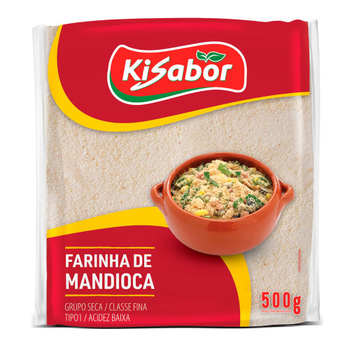 FARINHA DE MANDIOCA FINA KISABOR 500GR CRUA - FD COM 24 UN