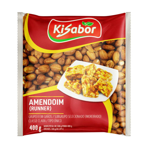 AMENDOIM BRANCO KISABOR 400GR RUNNER - FD COM 12 UN