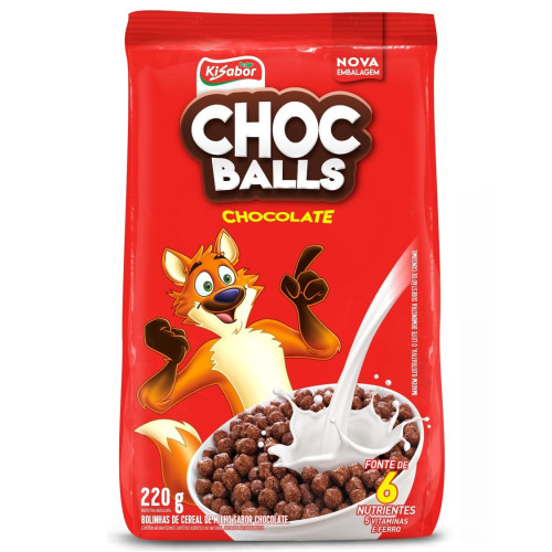 CEREAL CHOCBALLS CHOCOLATE KISABOR 220GR - CX COM 12 UN