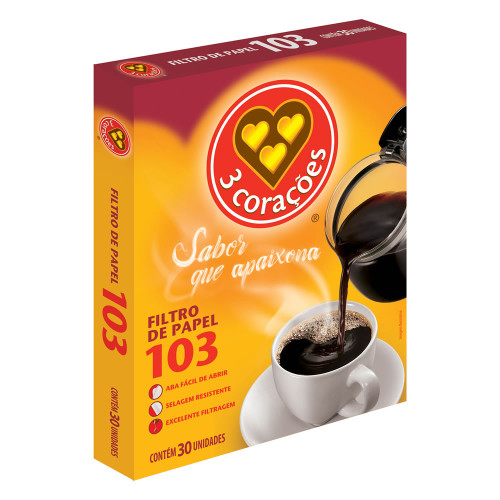 FILTRO DE PAPEL 3 CORAÇÕES C/30 "103" - PC COM 5 UN