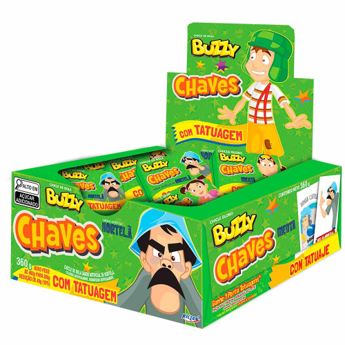 CHICLE BUZZY CHAVES FIGURINHAS RICLAN HORTELÃ 360GR - DP COM 90 UN