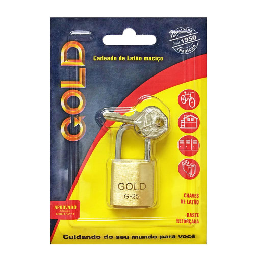CADEADO GOLD CARTELA 25MM - BLISTER INDIV. CX COM 6 UN