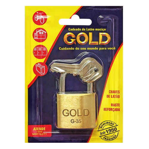 CADEADO GOLD CARTELA 35MM - BLISTER INDIV. CX COM 6 UN